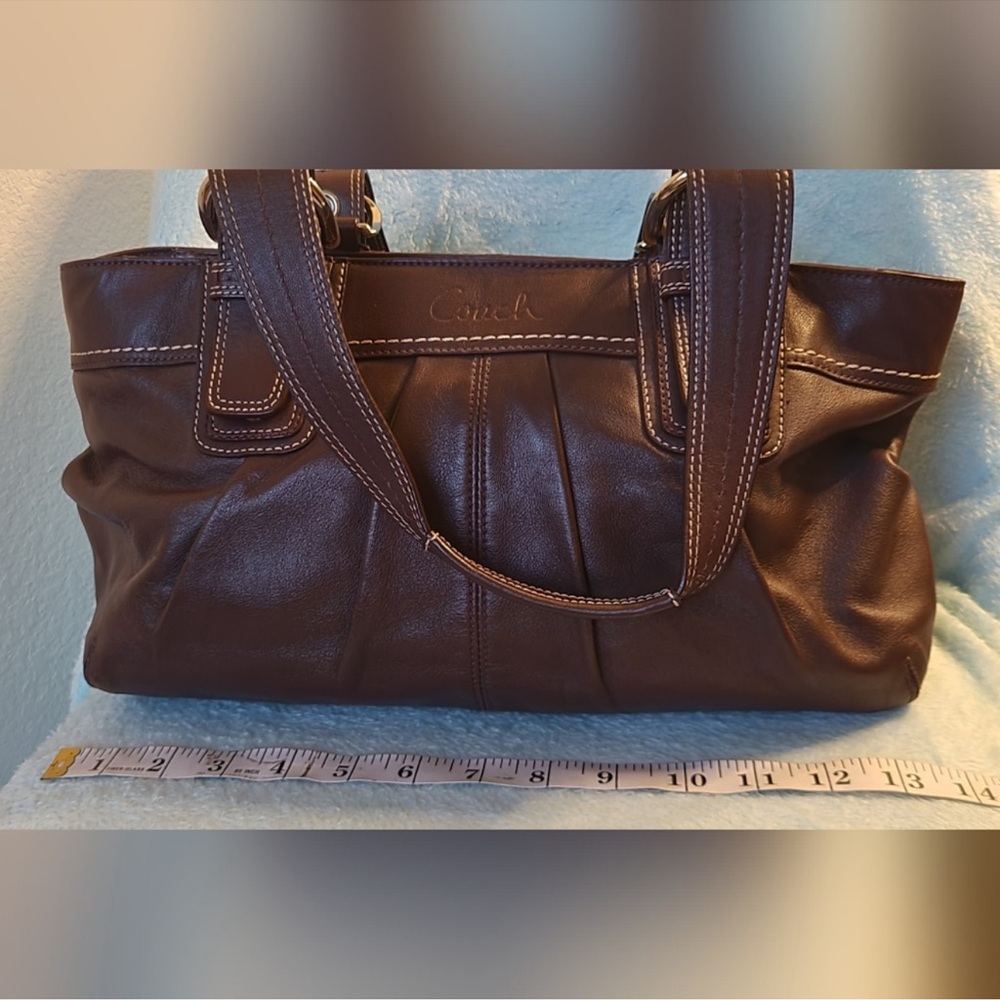 Coach SoHo Pleated Vintage Brown Leather Shoulder Bag - Picture 7 of 14